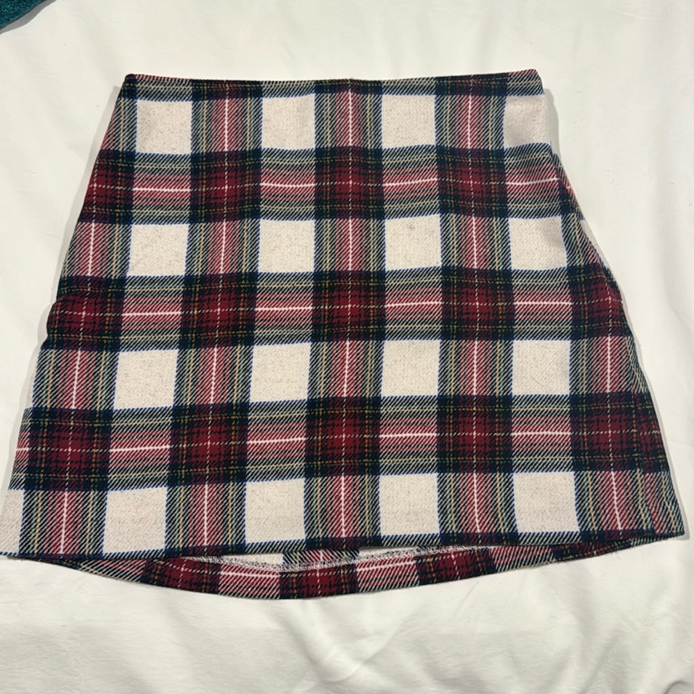 Abercrombie & Fitch Plaid Mini Skirt - Red, Black, White